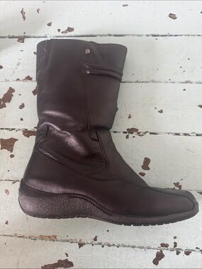 Waterproof Leather Size7 Mid Calf Boot Lamb Fleece Lined  Canadian Aqua College